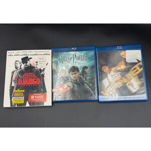 Blue Ray Movie Lot of 3 Wanted Django and Harry Potter Deathly Hallows pt. 2